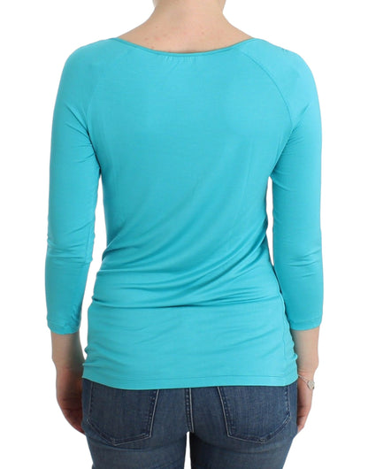 Elegante blauwe modalmix top