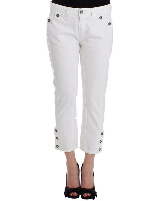 Chique witte cropped jeans voor een verfijnde stijl