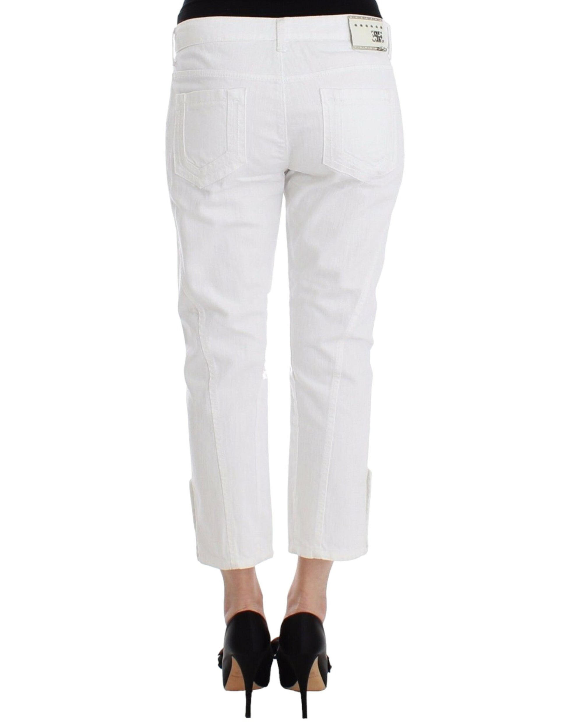 Chique witte cropped jeans voor een verfijnde stijl