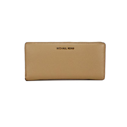 Jet Set Travel Large Camel Leather Continental Wristlet Wallet