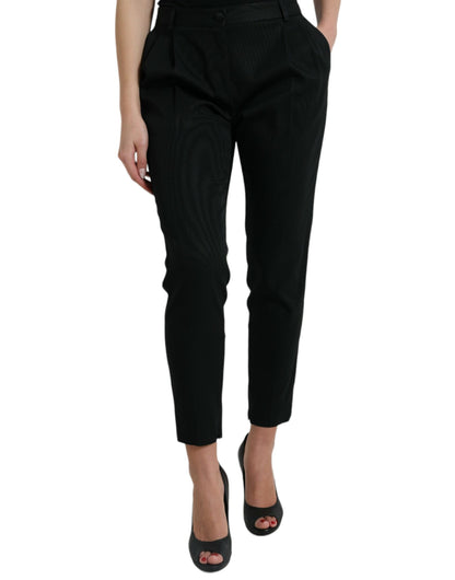 Elegante taps toelopende cropped broek met hoge taille