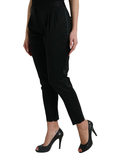 Elegante taps toelopende cropped broek met hoge taille