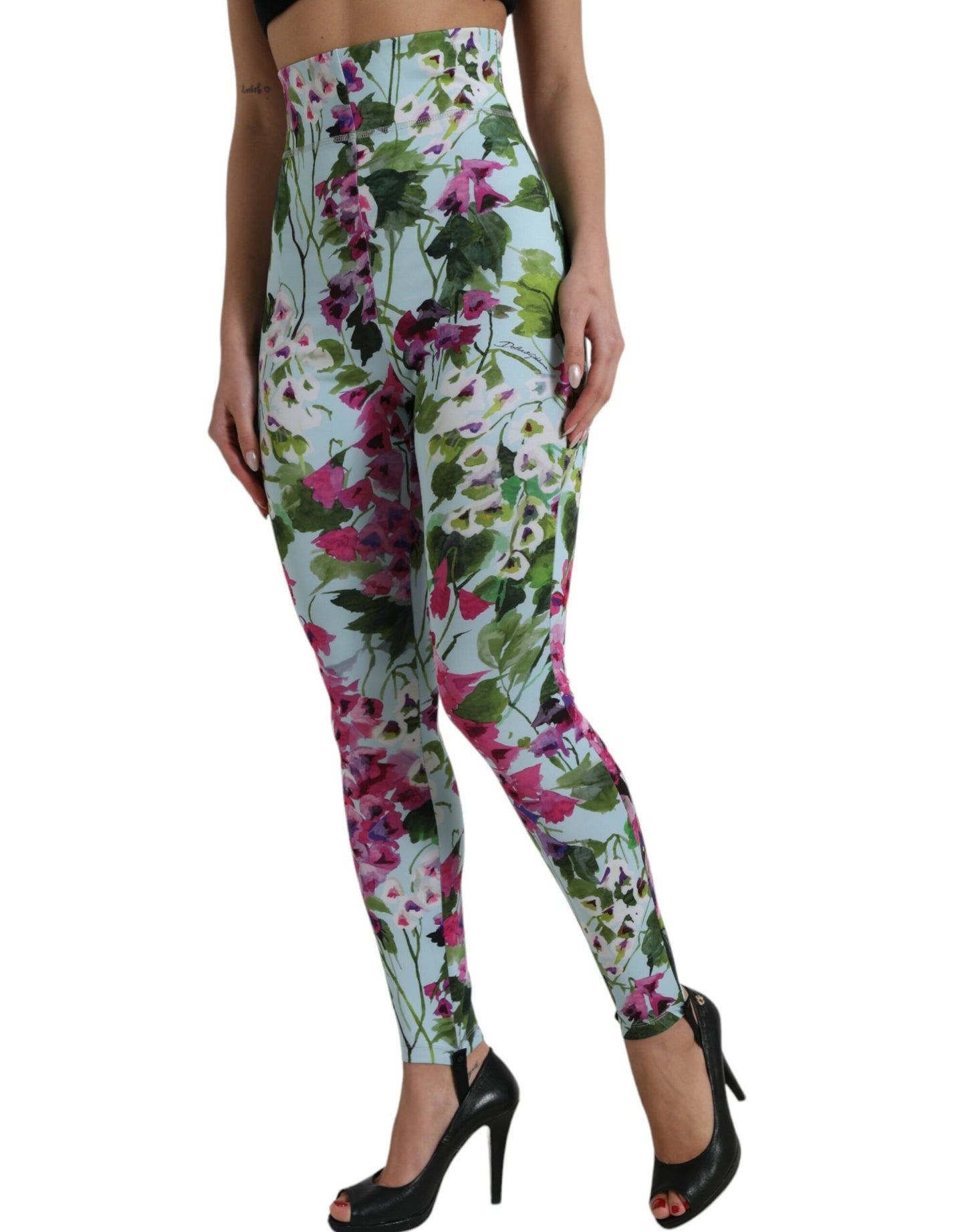 Elegante bloemen high-rise legging broek