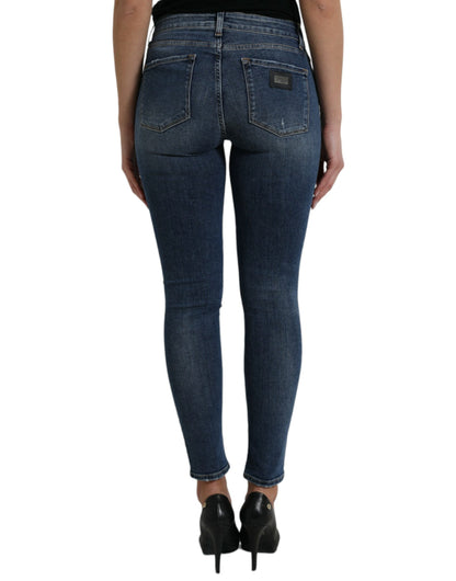 Elegante Mid Waist Stretch Jeans in Blauw