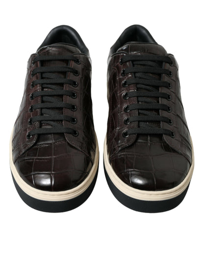 Elegante exotische leren lage sneakers