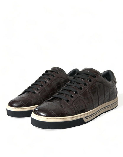 Elegante exotische leren lage sneakers