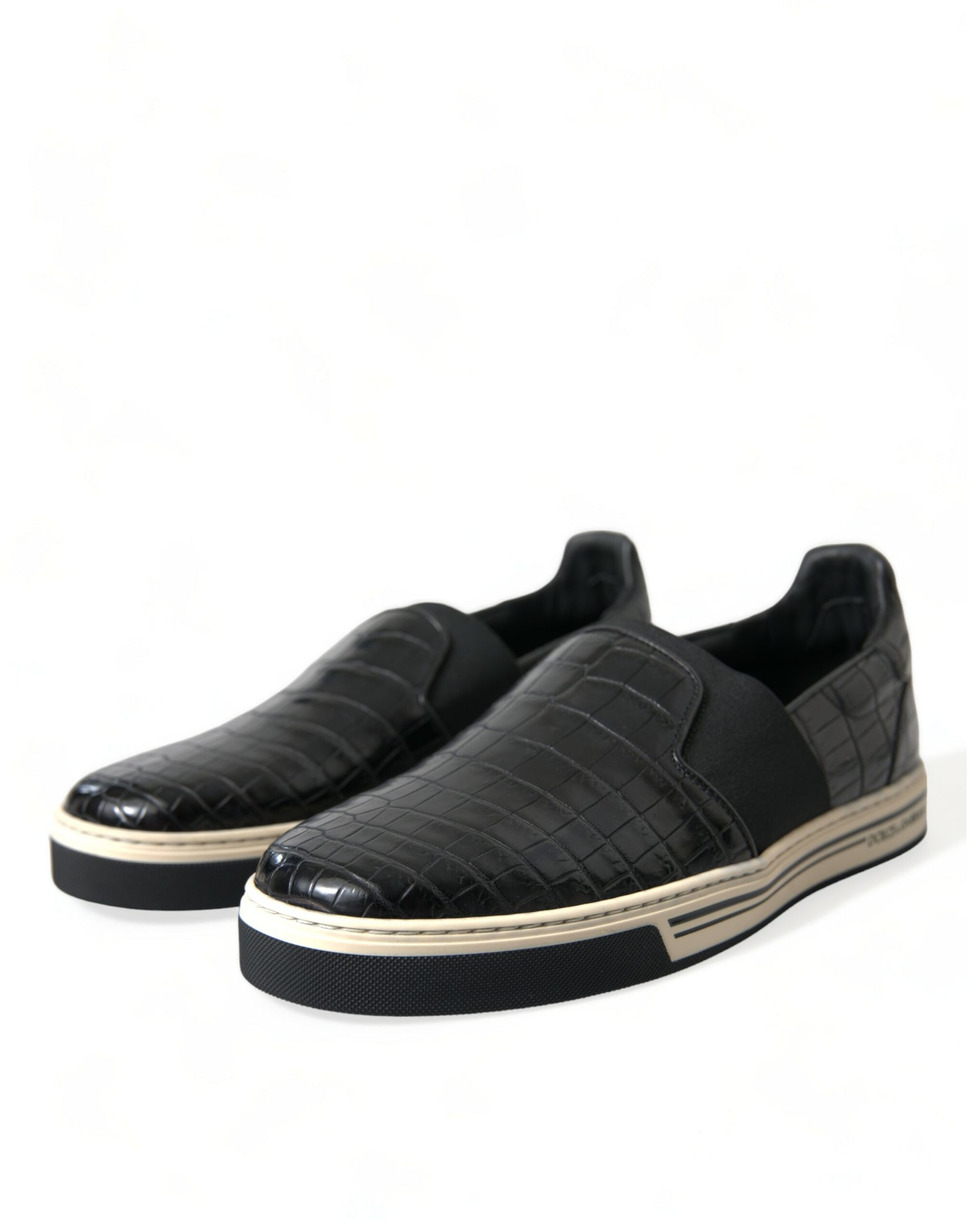 Elegante lage sneakers van krokodillenleer