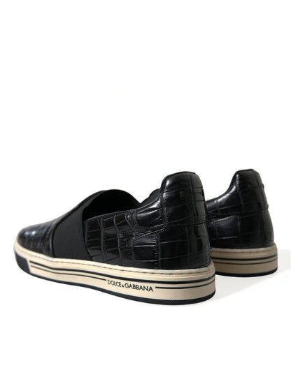 Elegante lage sneakers van krokodillenleer