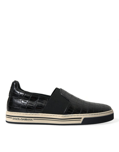 Elegante lage sneakers van krokodillenleer