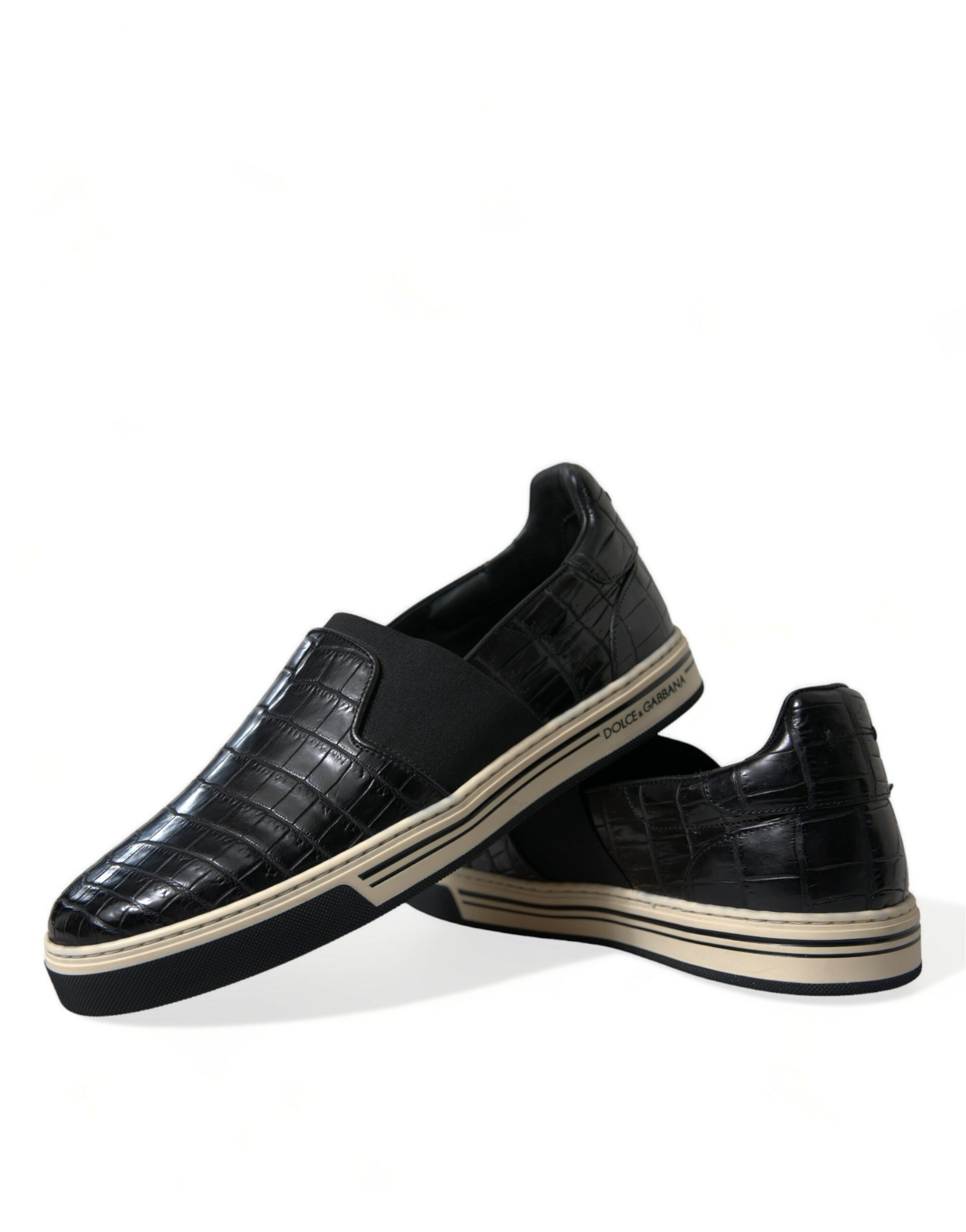 Elegante lage sneakers van krokodillenleer