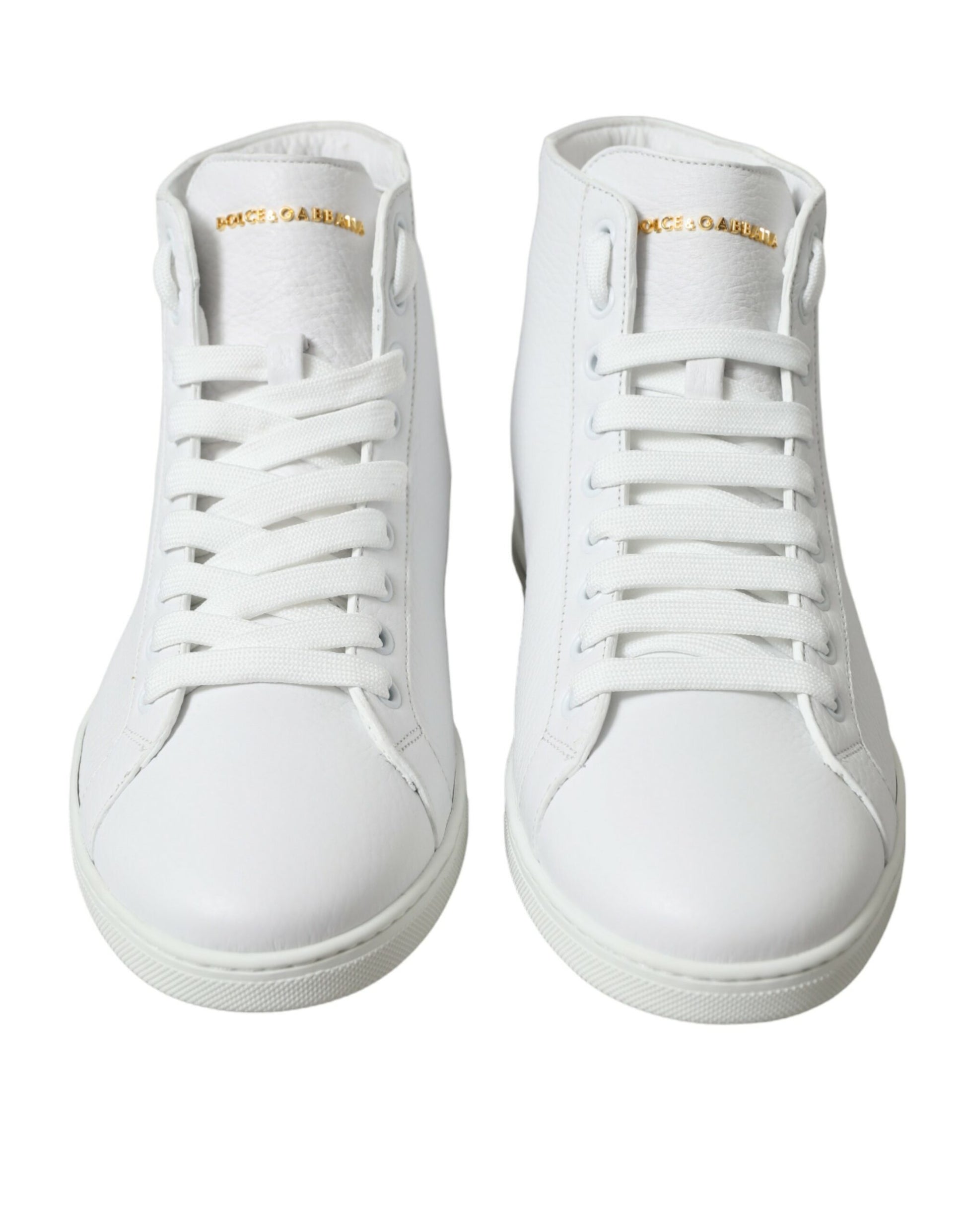 Elegante witte leren hoge sneakers