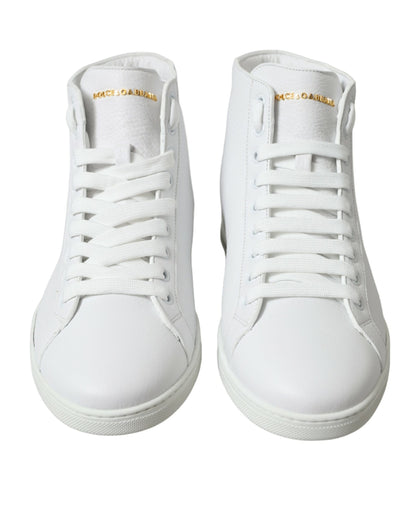 Elegante witte leren hoge sneakers