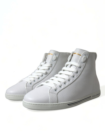 Elegante witte leren hoge sneakers