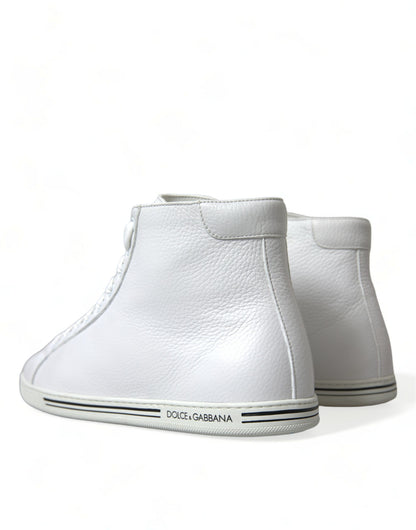 Elegante witte leren hoge sneakers