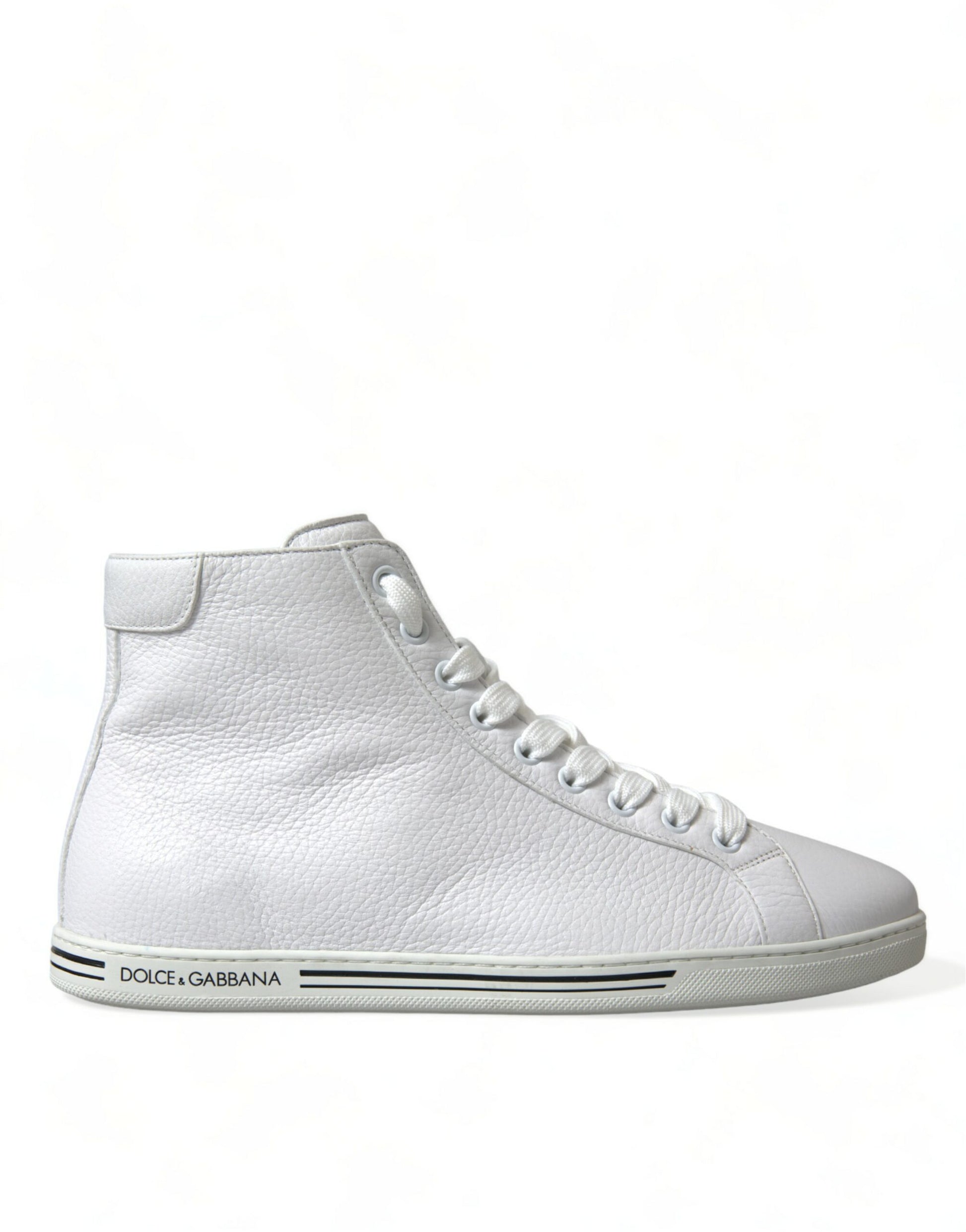 Elegante witte leren hoge sneakers