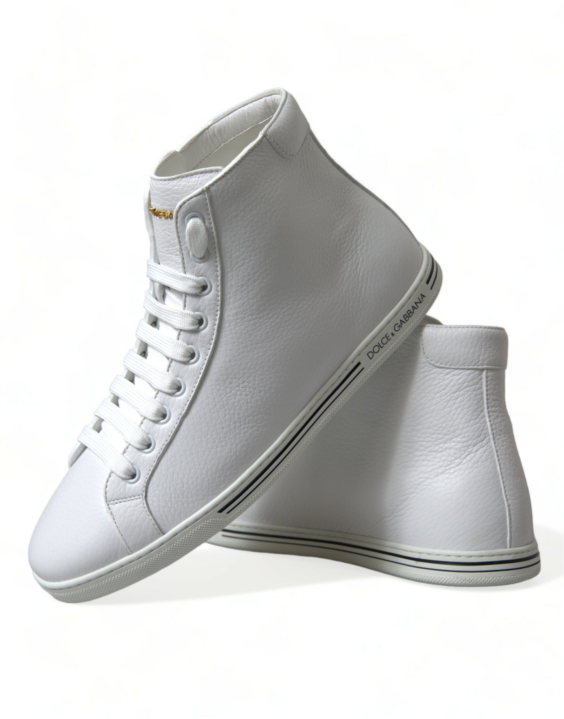 Elegante witte leren hoge sneakers