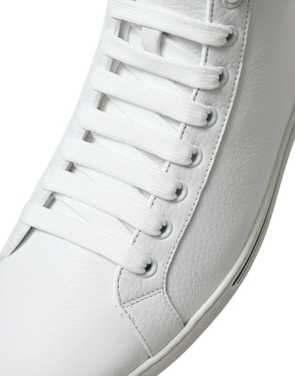 Elegante witte leren hoge sneakers