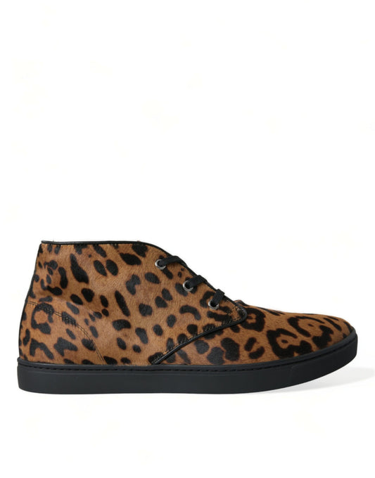 Elegante mid-top sneakers met luipaardprint