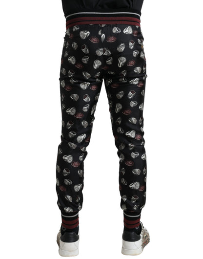 Elegante zijden joggingbroek met ringprint