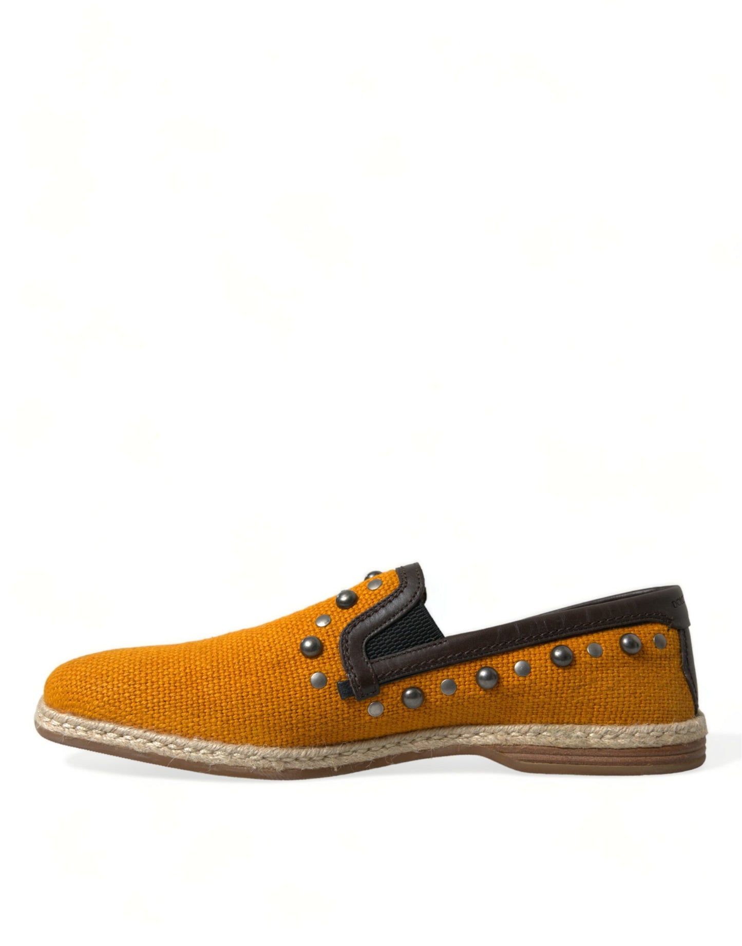 Exclusieve oranje canvas loafers met studs