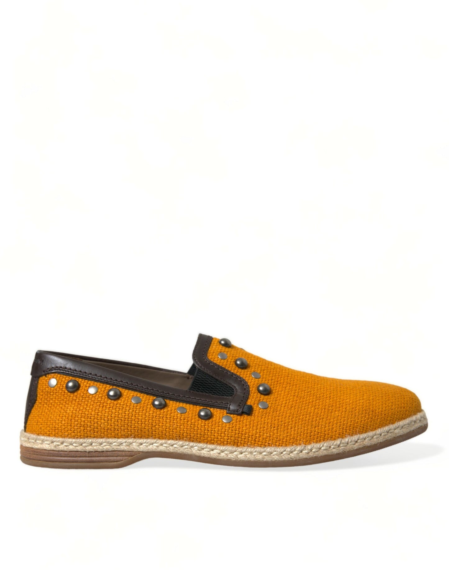 Exclusieve oranje canvas loafers met studs