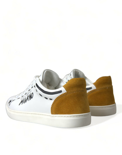 Strakke witte lage leren sneakers