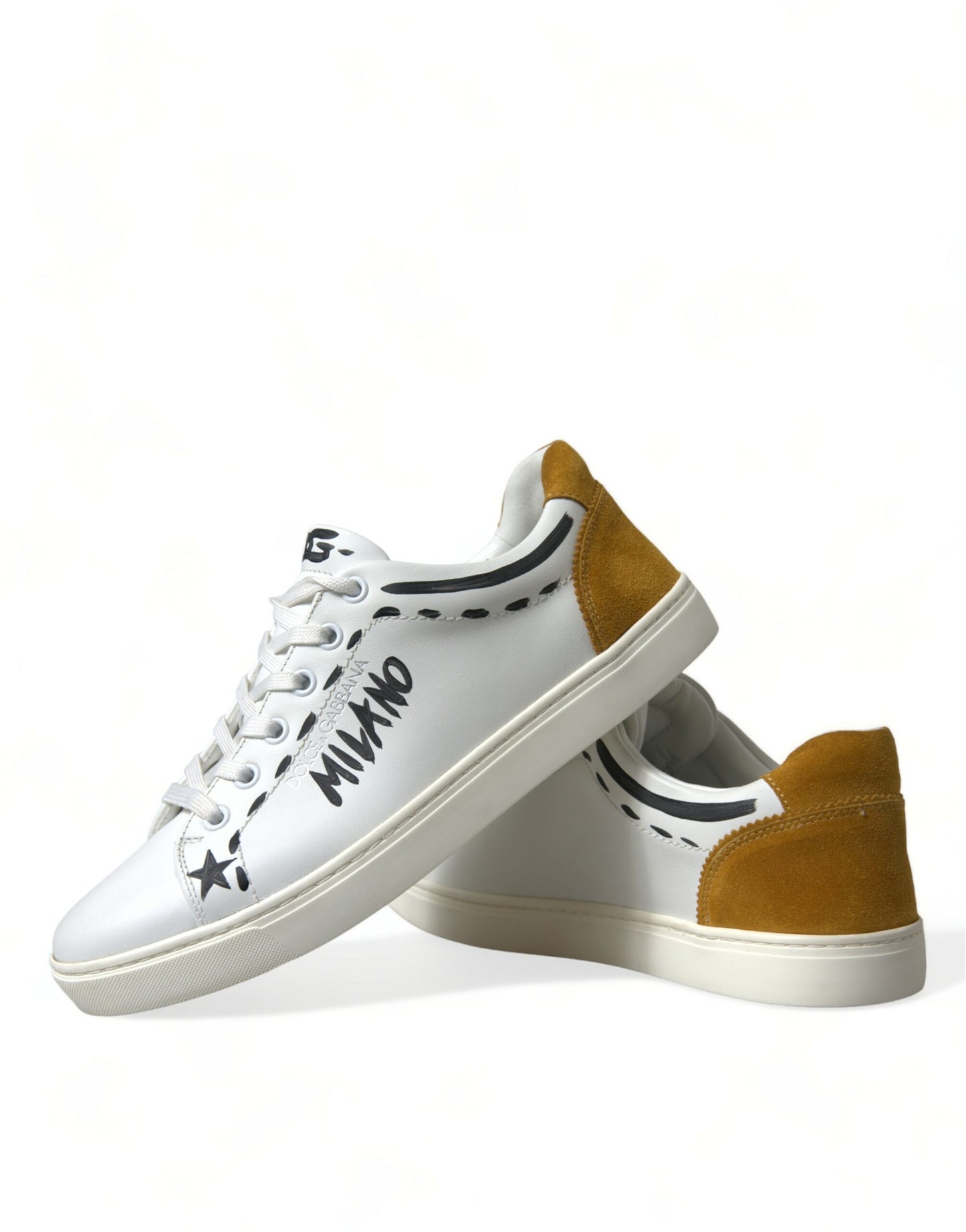 Strakke witte lage leren sneakers