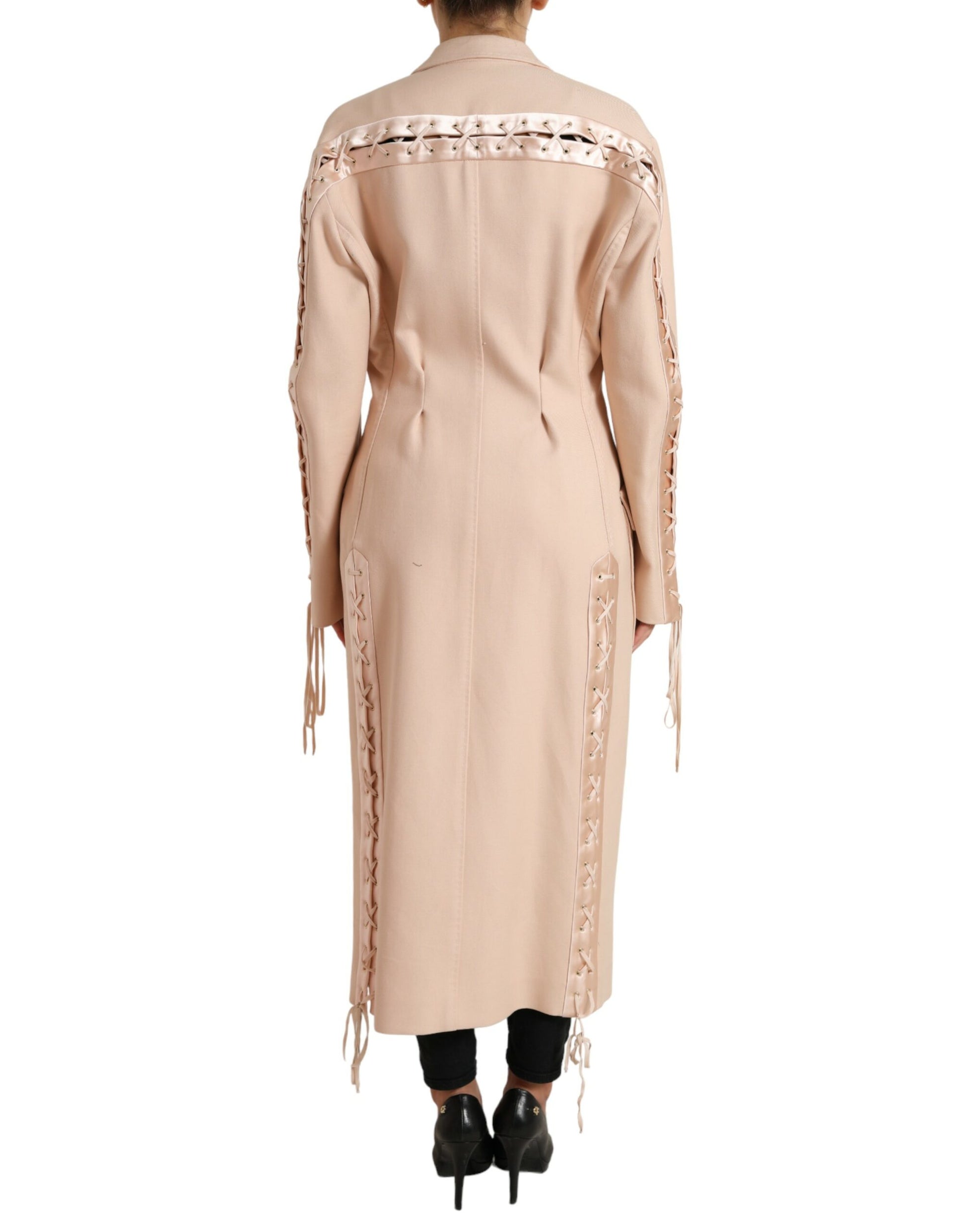 Elegante beige enkelrijs trenchcoat