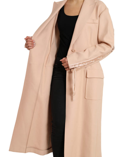 Elegante beige enkelrijs trenchcoat