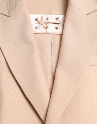 Elegante beige enkelrijs trenchcoat