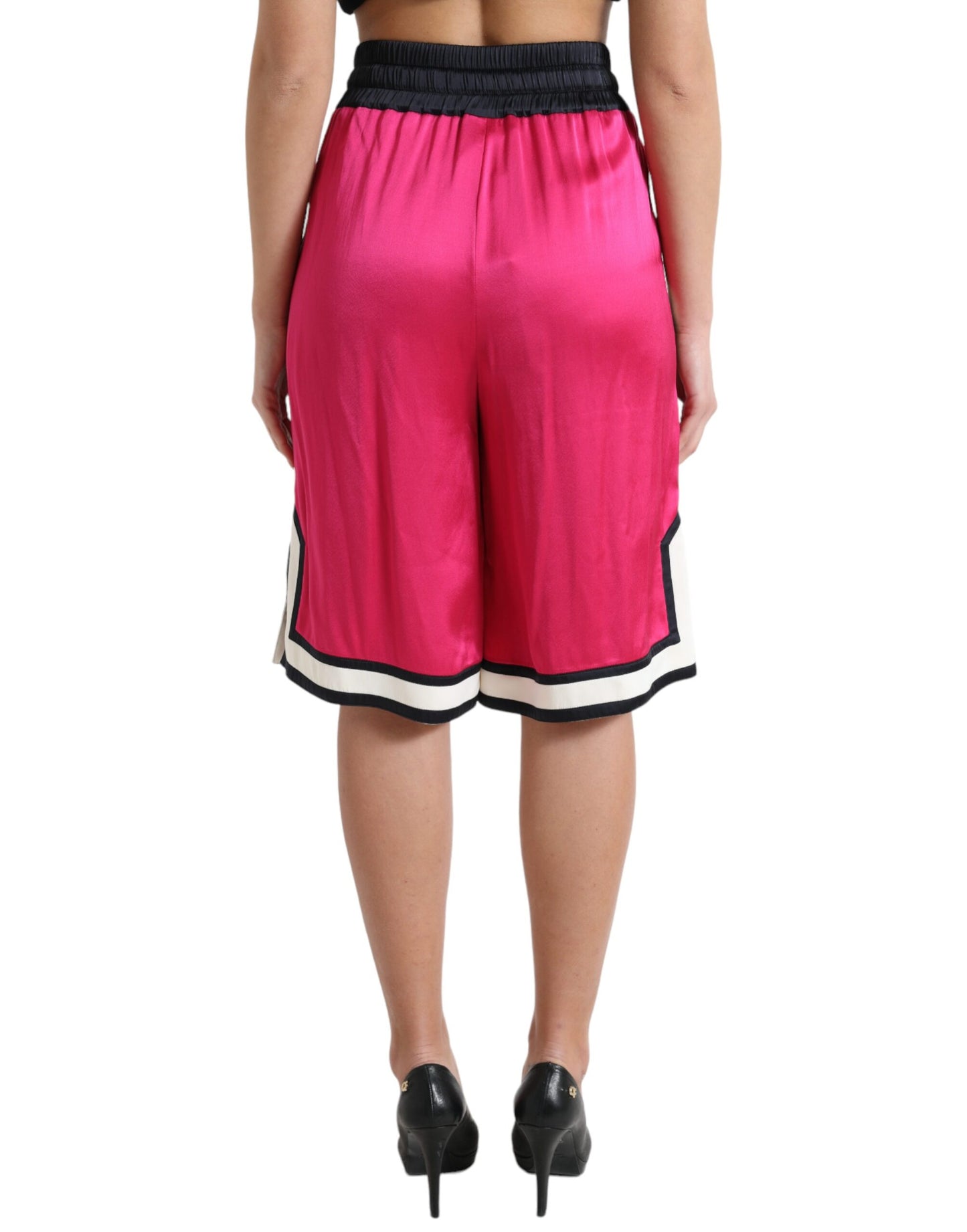 Chique roze jersey shorts met hoge taille