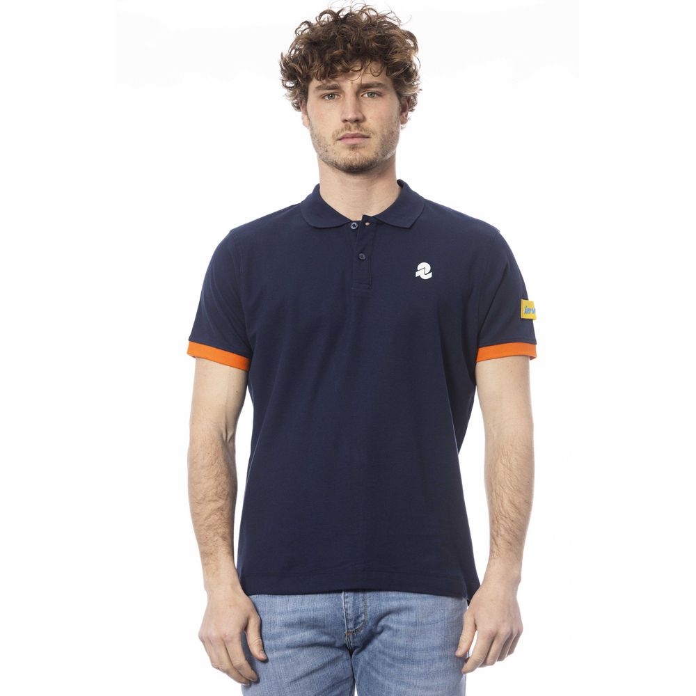 Blauw katoenen heren poloshirt