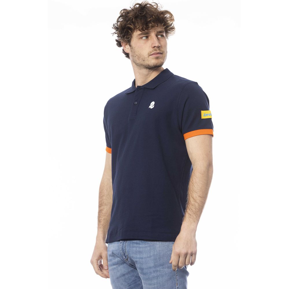 Blauw katoenen heren poloshirt