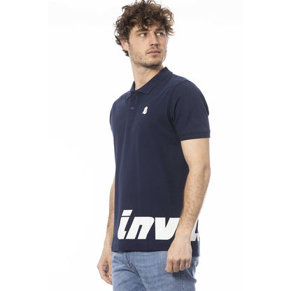 Blauw katoenen heren poloshirt