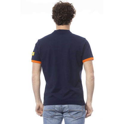 Blauw katoenen heren poloshirt