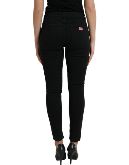 Elegante zwarte stretchjeans met middelhoge taille