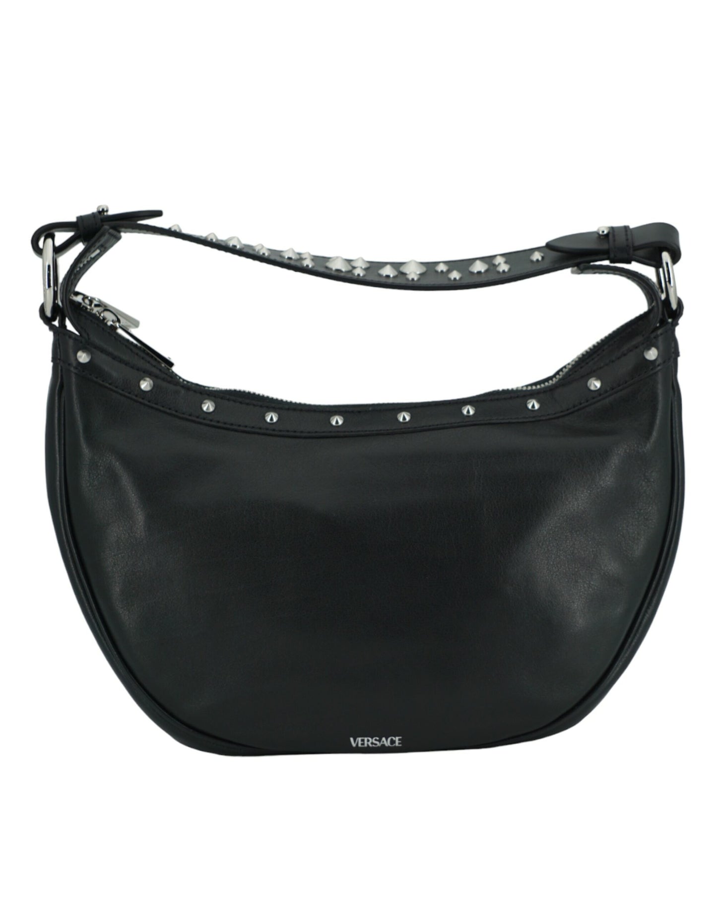 Elegante zwarte leren hobo-schoudertas