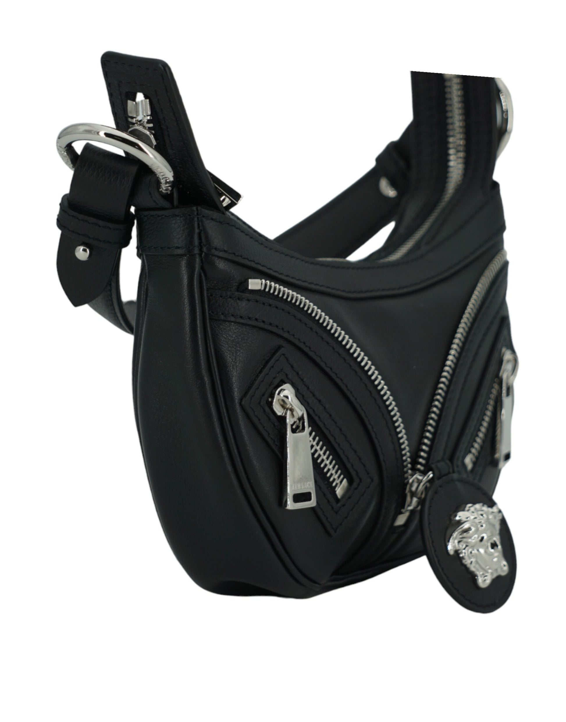 Elegante zwarte mini hobo schoudertas