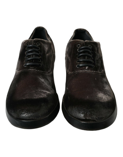 Elegante bruine fluwelen Oxford veterschoenen