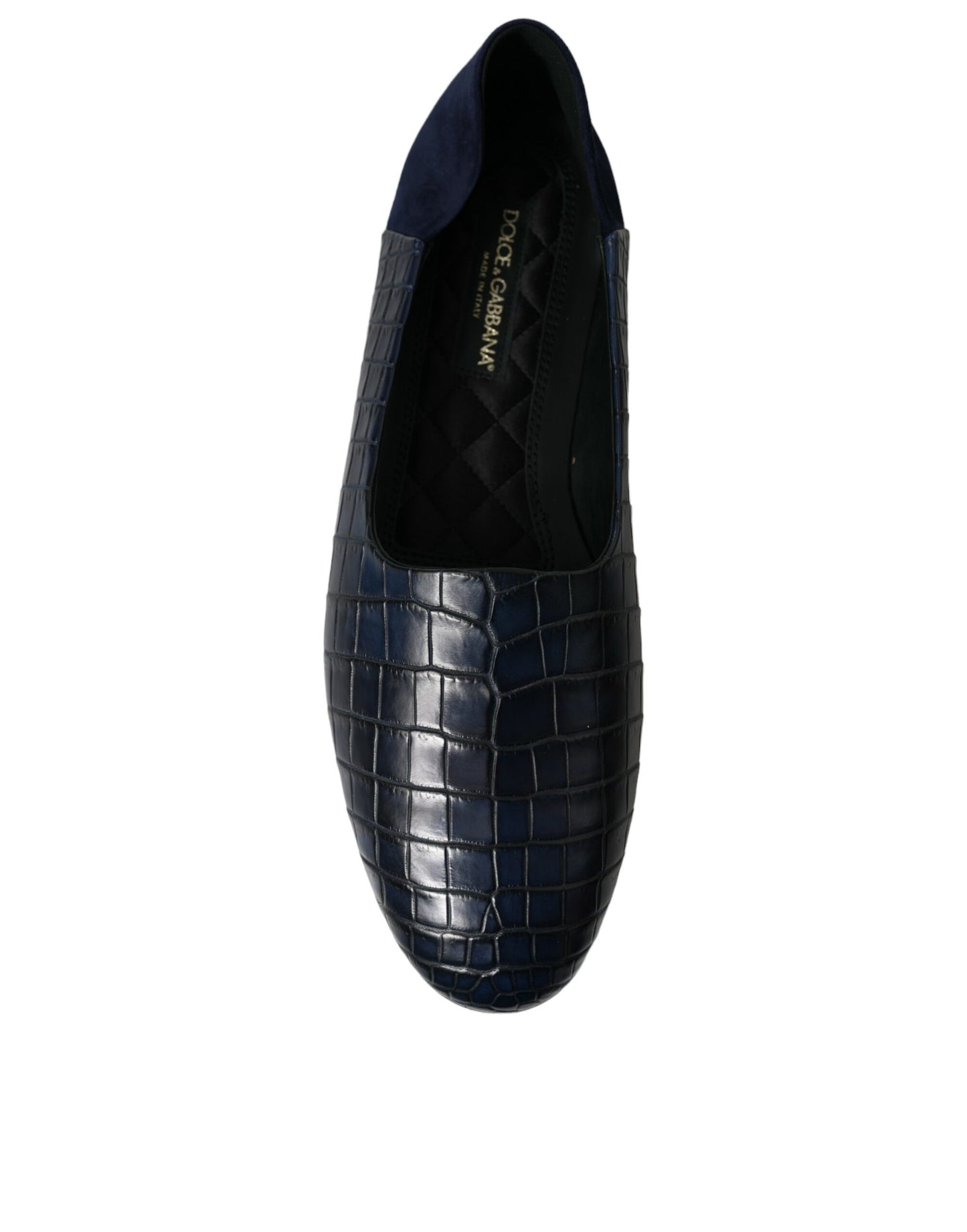 Elegant Blue Crocodile Leather Loafers