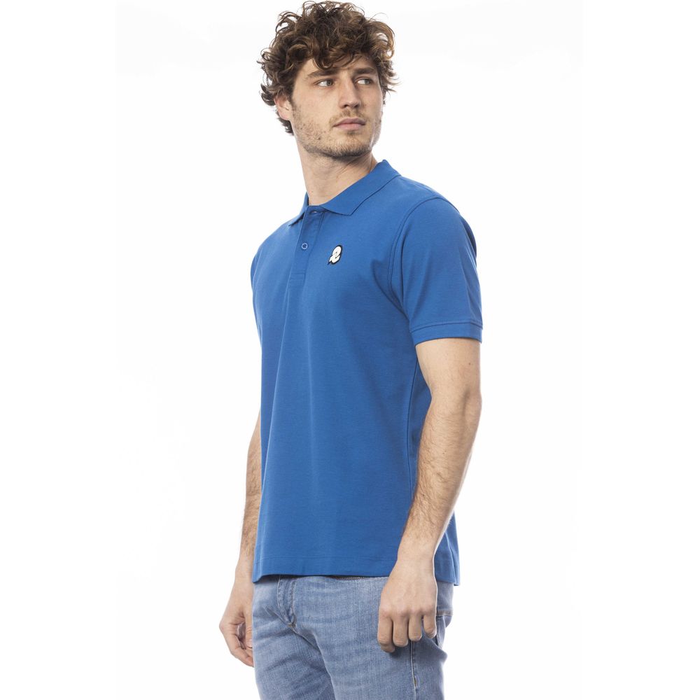 Blauw katoenen heren poloshirt