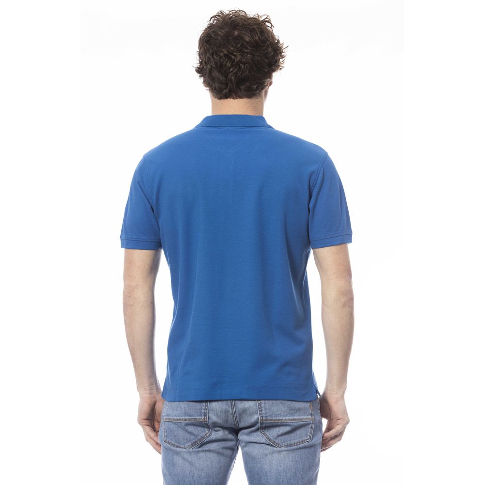 Blauw katoenen heren poloshirt