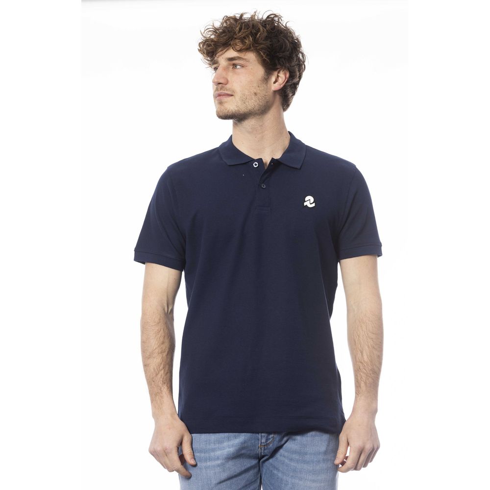 Blauw katoenen heren poloshirt