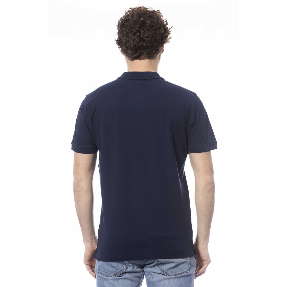 Blauw katoenen heren poloshirt