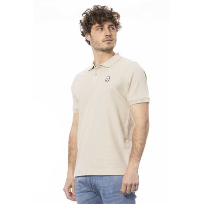 Beige katoenen heren poloshirt