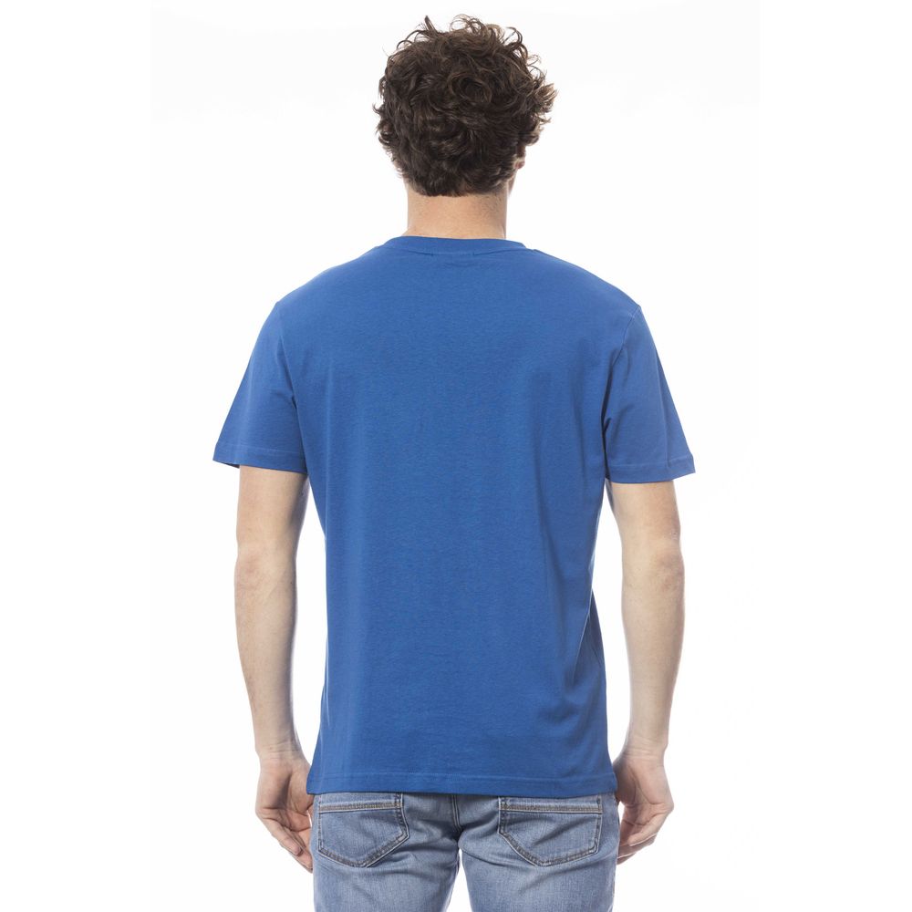 Blauw katoenen heren T-shirt