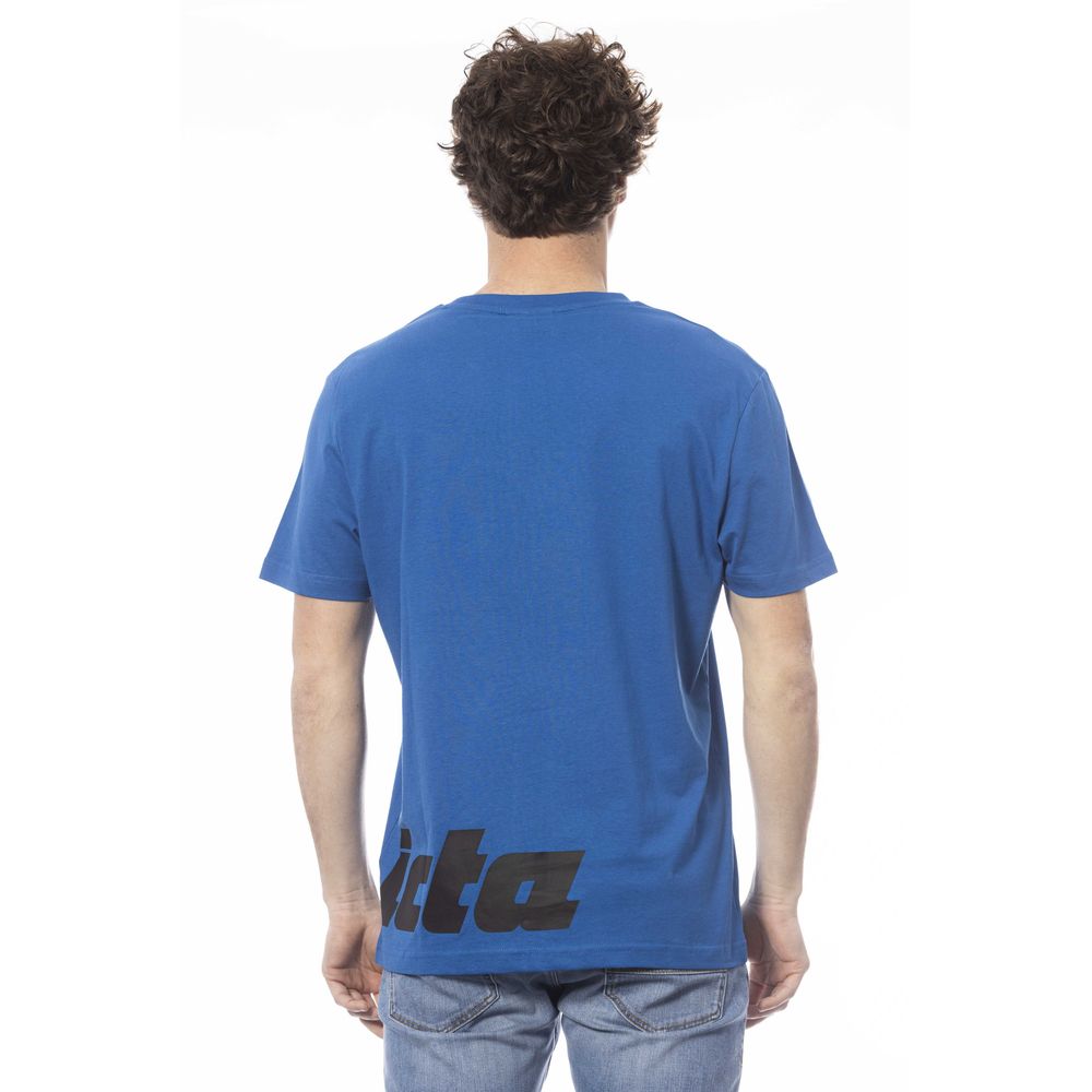 Blauw katoenen heren T-shirt