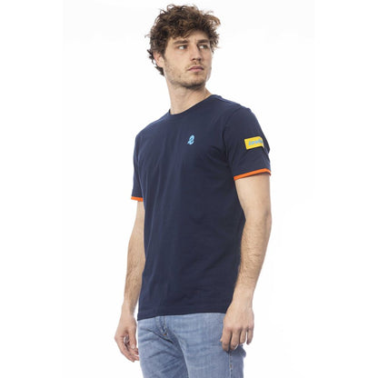 Blauw katoenen heren T-shirt