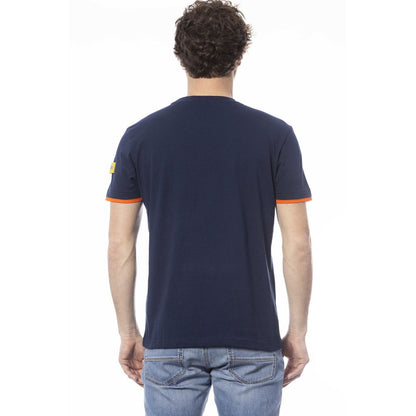 Blauw katoenen heren T-shirt