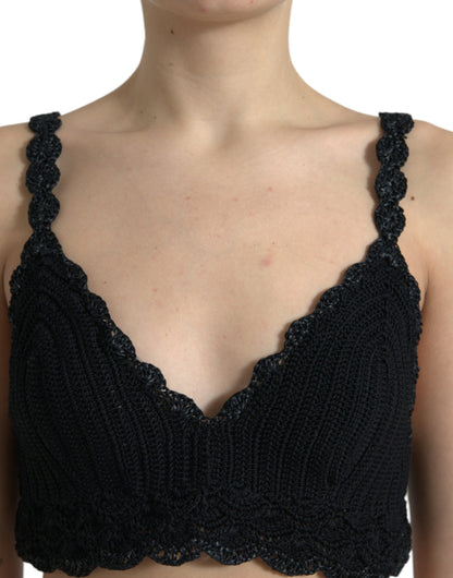 Elegante zwarte gehaakte corset top